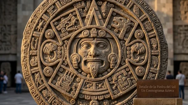 Detalle de la Piedra del Sol: Un Cosmograma Azteca.