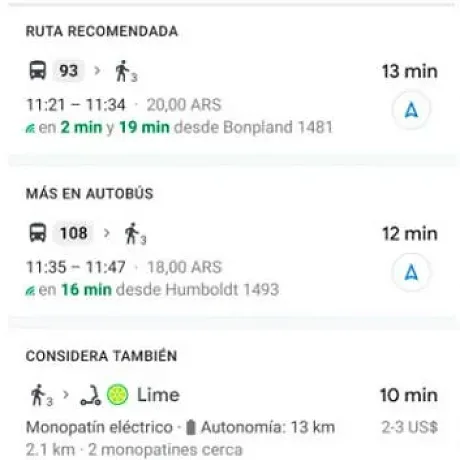 Planificar el recorrido: calcular tiempo que se demorará en el traslado