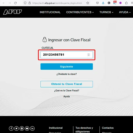 Inicio de Sesión en AFIP