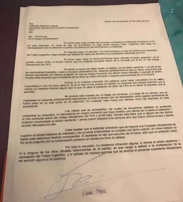 Descargo de Lionel Messi a la FIFA tras los supuestos insultos a juez de línea