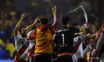 River le ganó de visitante 3-1 a Boca en su cancha. Los festejos