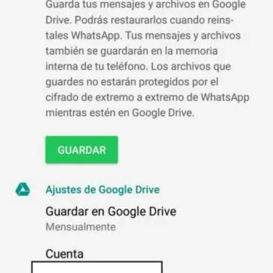 Cambiar backup por tu cuenta de Google