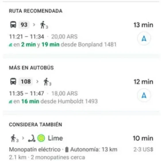Planificar el recorrido: calcular tiempo que se demorará en el traslado