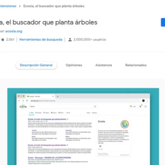 Descargá la extensión de Chrome para convertir aEcosia en su buscador de referencia