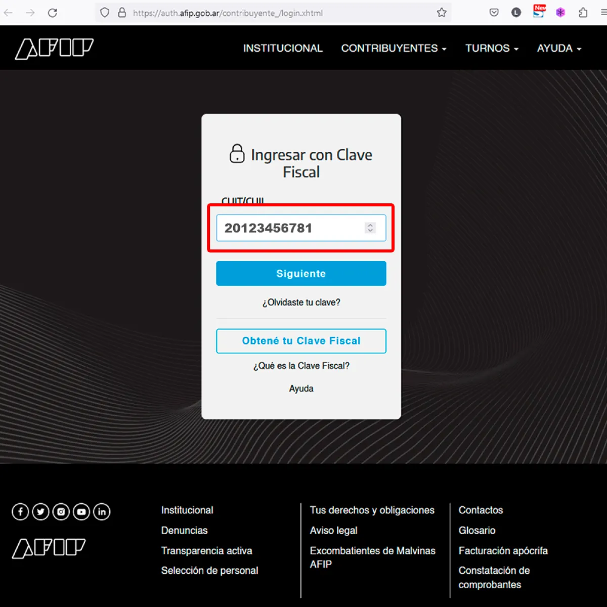 Inicio de Sesión en AFIP