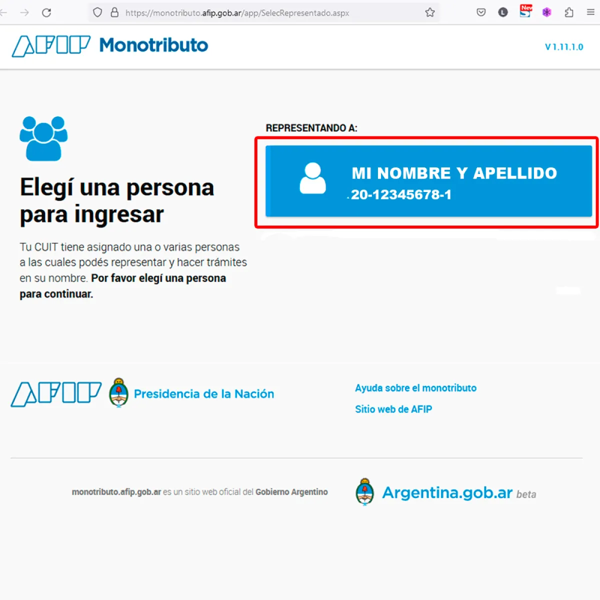 Elegir la Persona Física