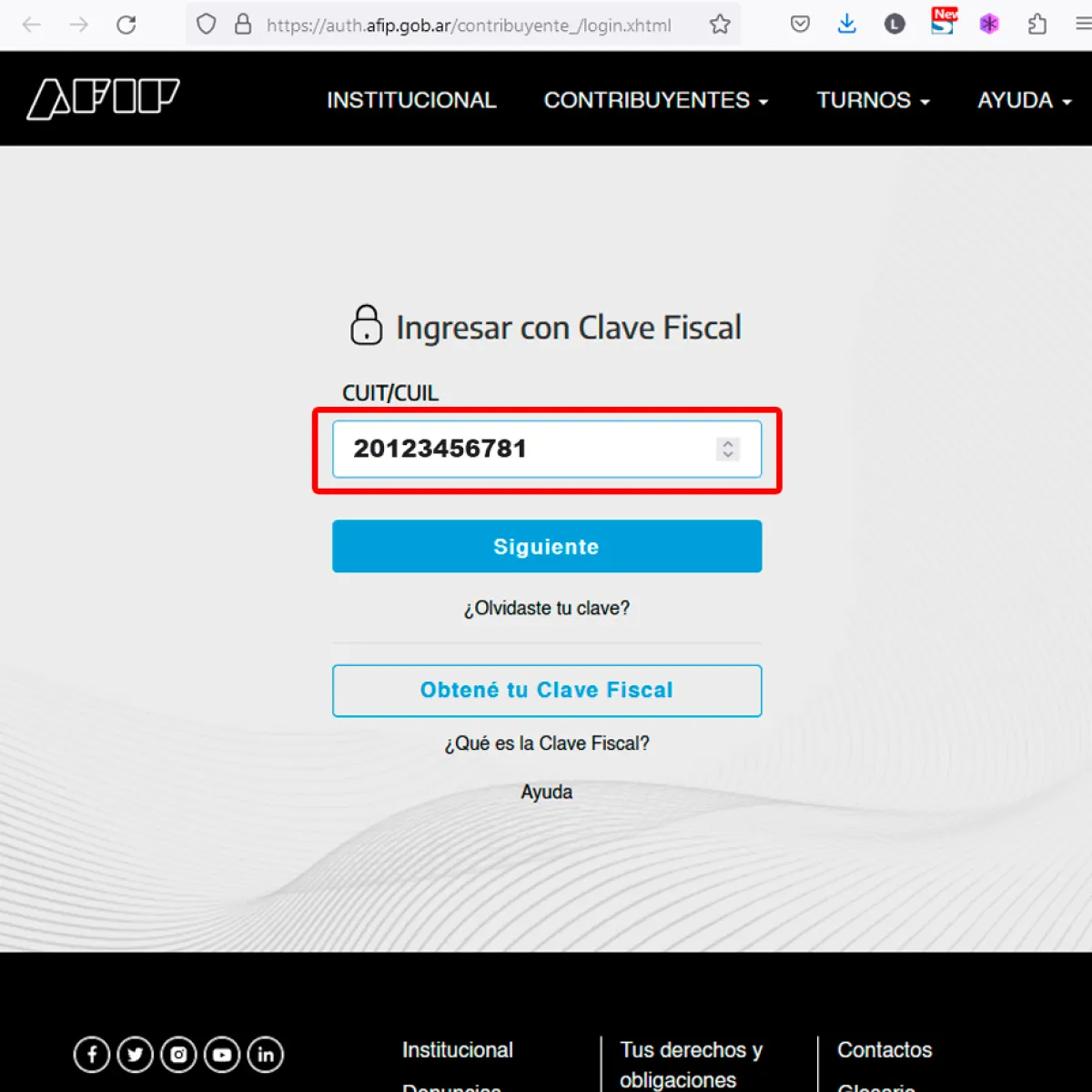 Inicio de Sesión en AFIP