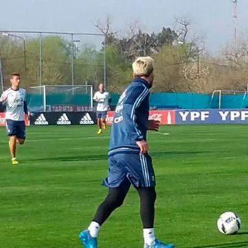 Lio Messi en el entrenamiento de Ezeiza