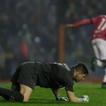 Orion lamentándose tras un error grosero, luego del gol de Independiente del Valle