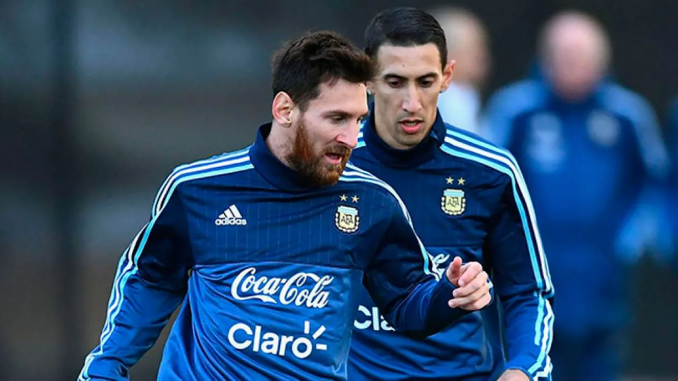 Entrenamiento Selección Argentina: Lionel Messi y Angel Di María